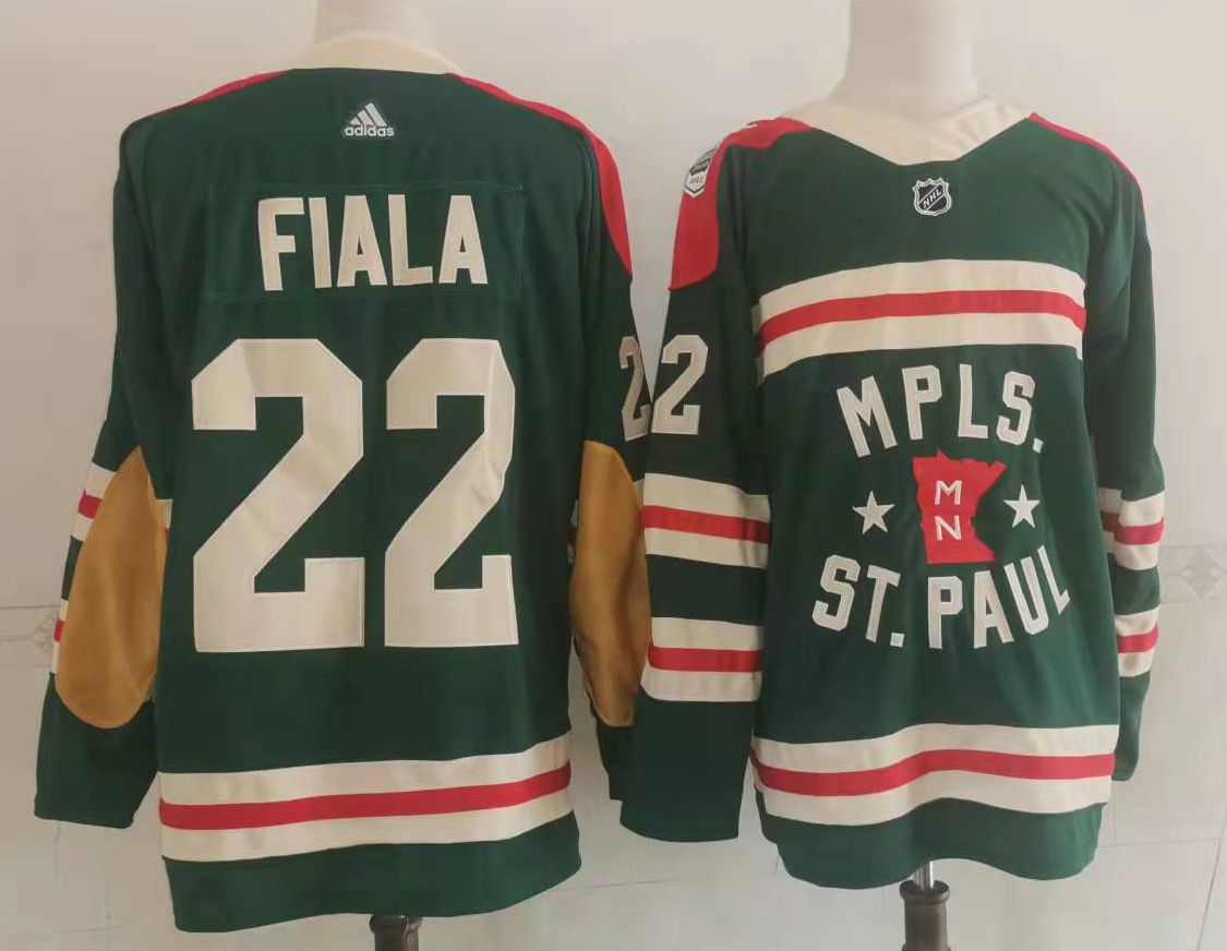 Men Minnesota Wild #22 Fiala Green Classic Edition 2022 Adidas NHL Jersey